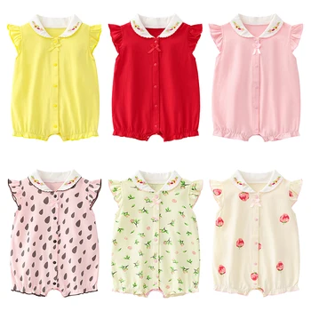 Tuta pagliaccetto senza maniche sottile estiva per bebè neonata 0-3-9 mesi 1 anno 100 giorni 1