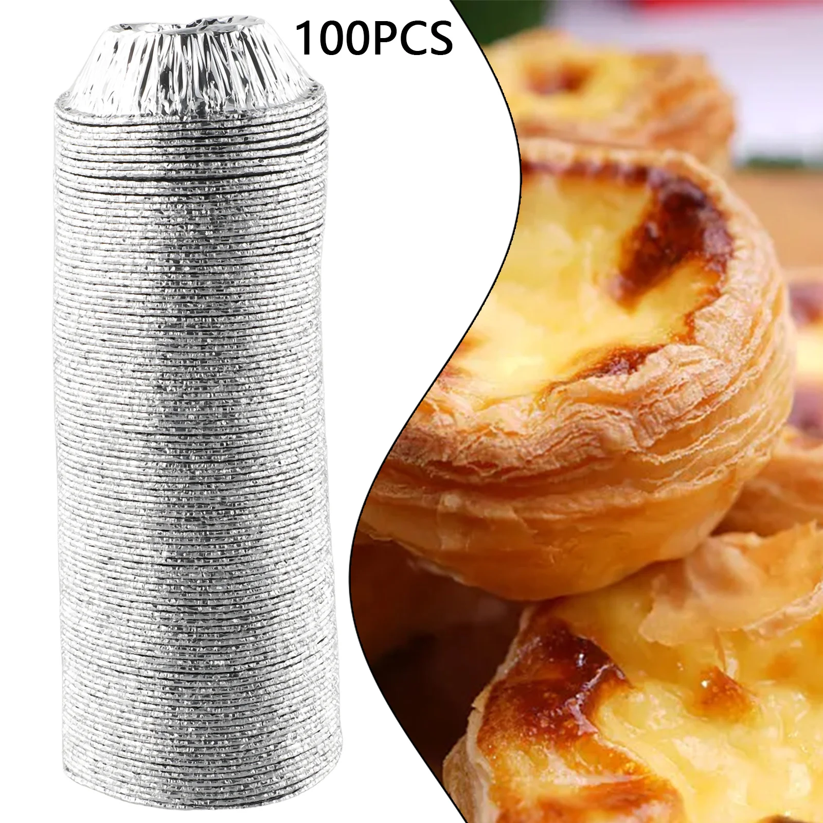 

100pcs Nonstick Ripple Aluminum Egg Tart Mold Reusable Cupcake And Muffin Baking Cup Tartlets Pans Mini Pot Pie Bake