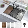 33 Inch Drop in Kitchen Sink, 16 Gauge Black Stainless Steel Sink Workstation Deep Kitchen Sink, Single Bowl Kitchen Sink Basin 1
