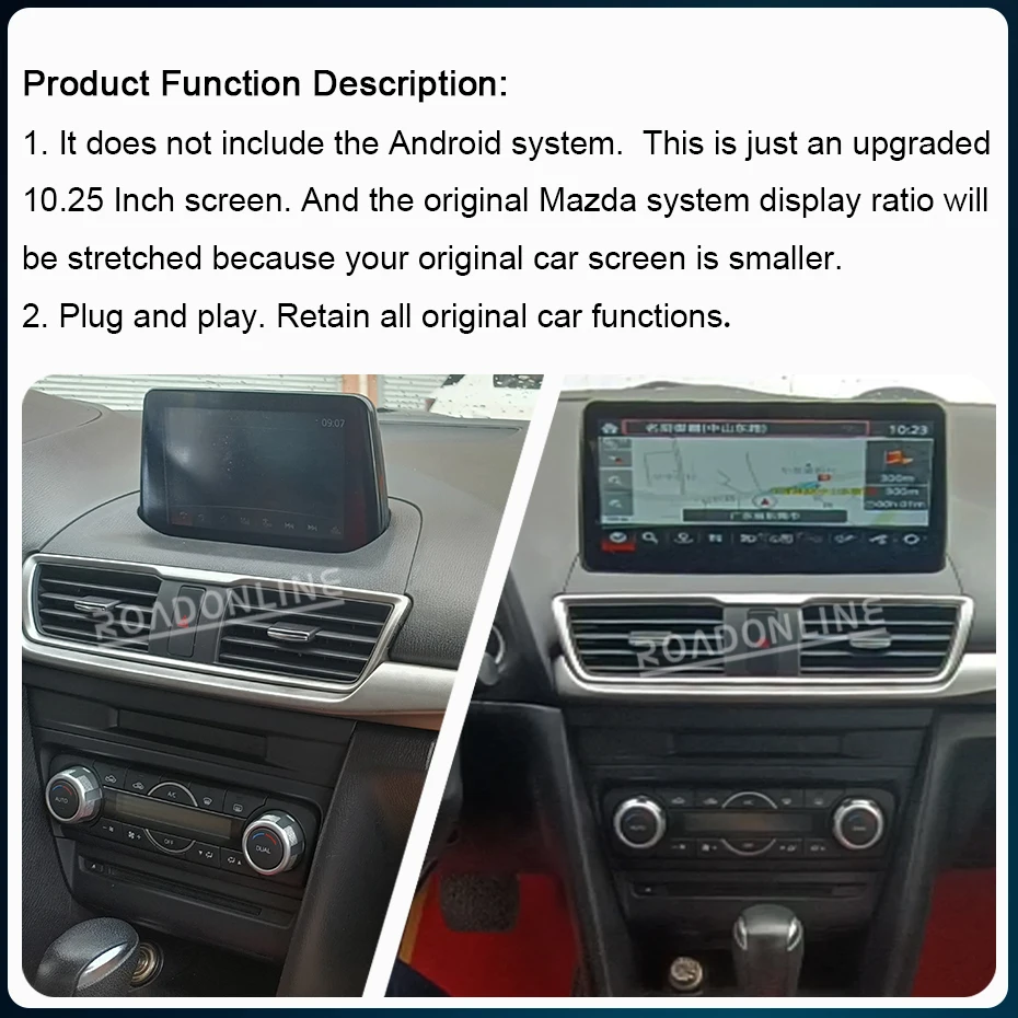 マツダ純正カースクリーンを拡大したQLED 10.25インチタッチスクリーン