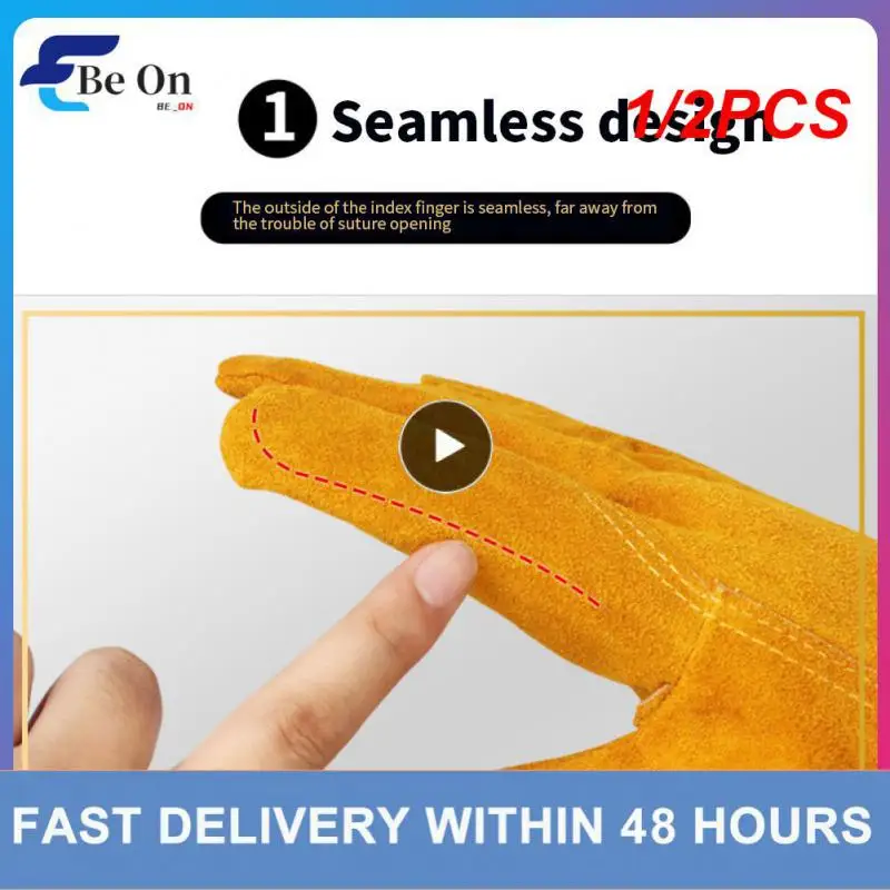 

1/2PCS Men Work Gloves Soft Cowhide Driver Hunting Driving Farm Garden Welding Security Protection Safety Workers Mechanic Glove