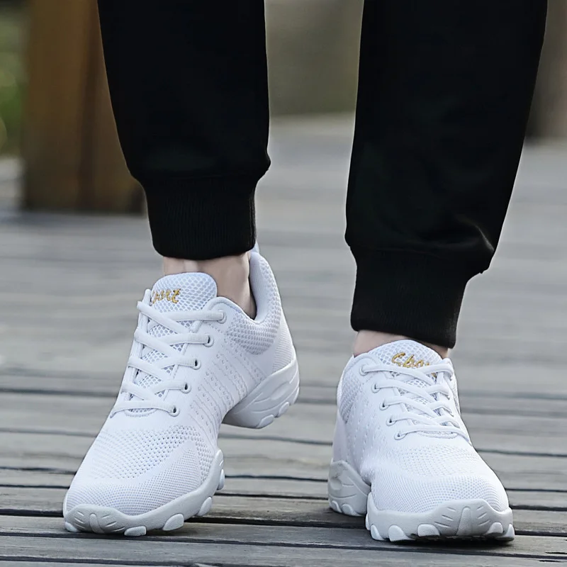 Dance Shoes Man Ladies Modern Soft Outsole Jazz Sneakers Leather Mesh Breathable Lightweight Female Dancing Fitness Shoes Sport 6