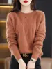100% Mink cashmere sweater Women's knitting sweater O-neck long sleeve pullover Autumn and winter clothing warm top 1