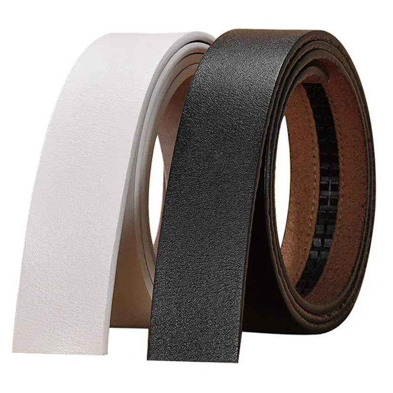 

100% Pure Cowhide Belt Strap No Buckle Genuine Leather Belts without Automatic Buckle Men Wome Black Brown White High Quality