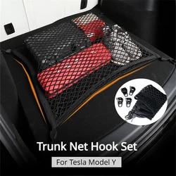 For Tesla Model Y Trunk Luggage Storage Net Bag Hook Rear Cargo Fixed Net Stowing Tidying Car Interior Modification Accessories