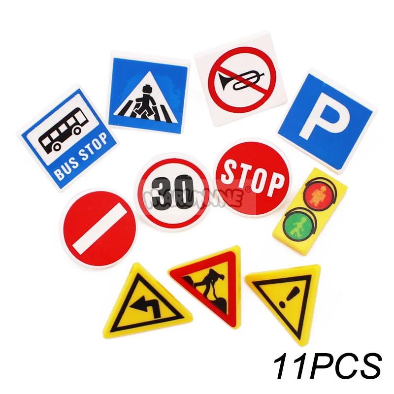 Traffic Road Sign Light & City Street View Building Accessories Kit