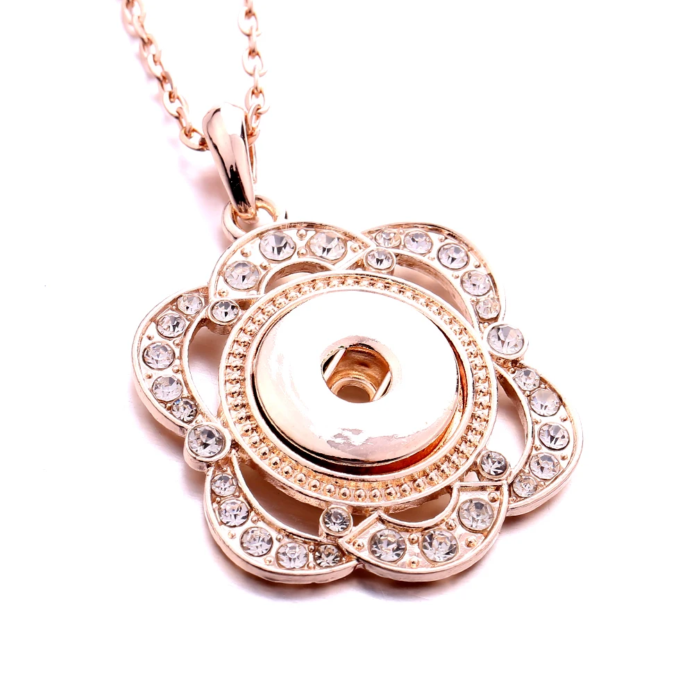 10Pcs Golden 18mm Snap Button Pendant Necklace Fashion Women Jewelry
