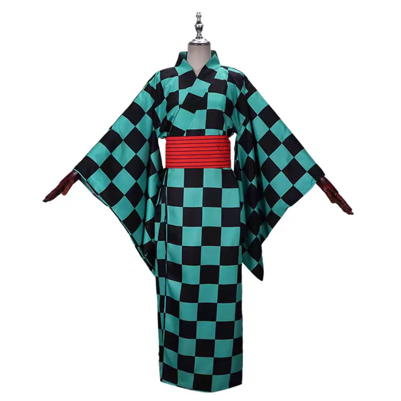 

Anime Cos Kamado Tanjirou Cosplay Costume Female Kimono Party Uniform Full Set Suit