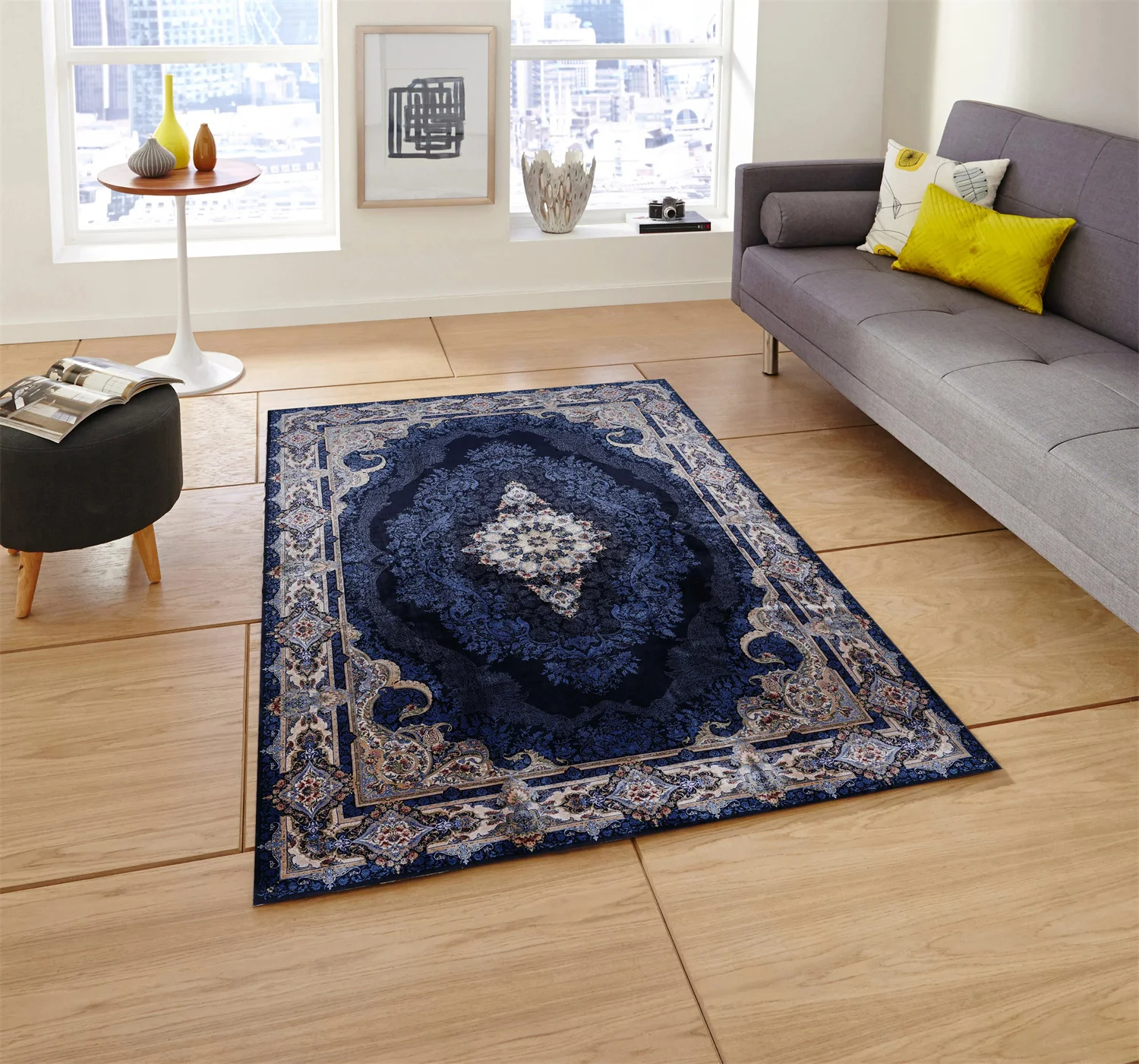 Turkish Rug Oriental Dark Blue Carpet for Living Room Rug Saloon Rugs Anti-slip Non slip Kitchen Rug Turkish Entryway Doormat 2