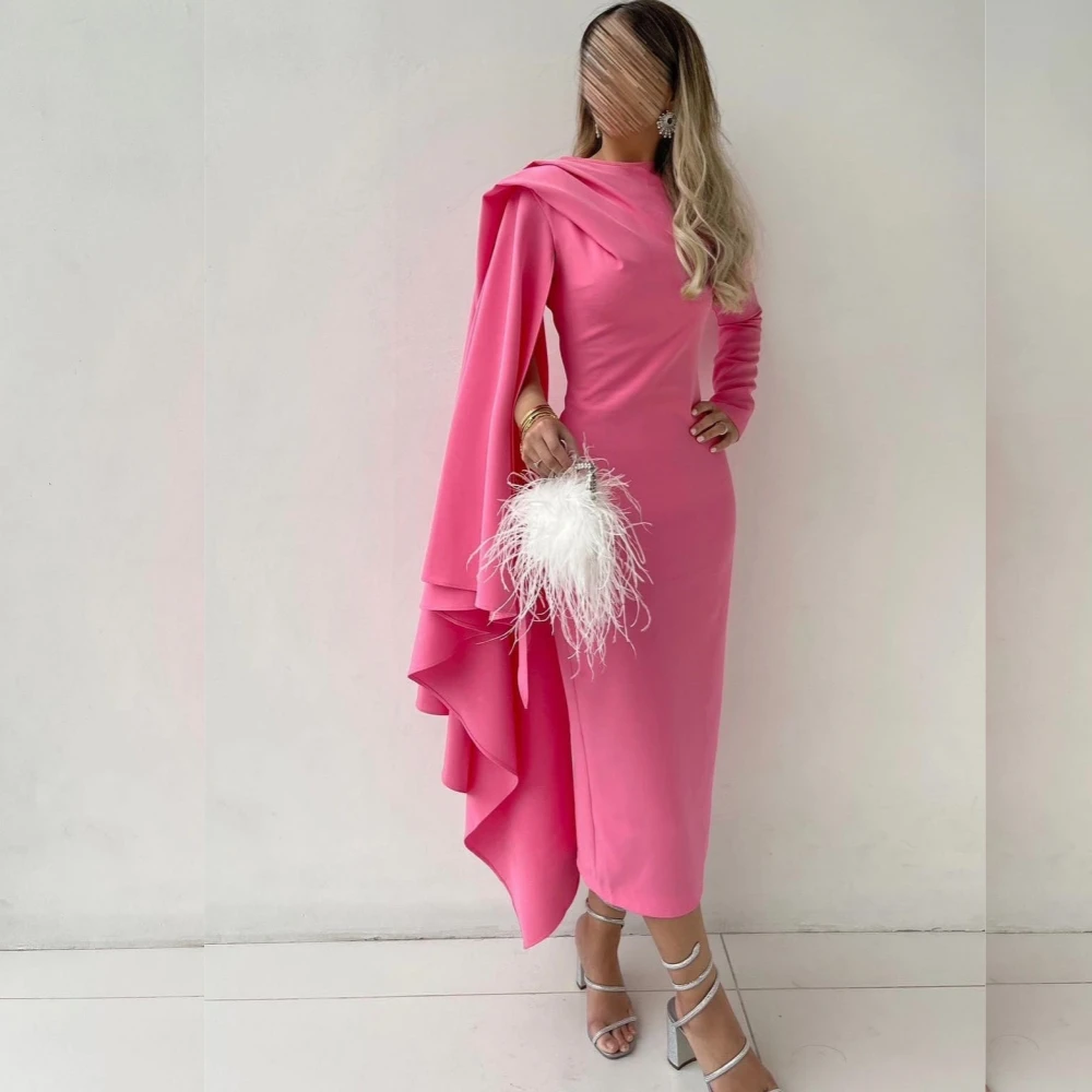 

Ball Dress Evening Prom Saudi Arabia Jersey Pleat Quinceanera A-line High Collar Bespoke Occasion Gown Midi es