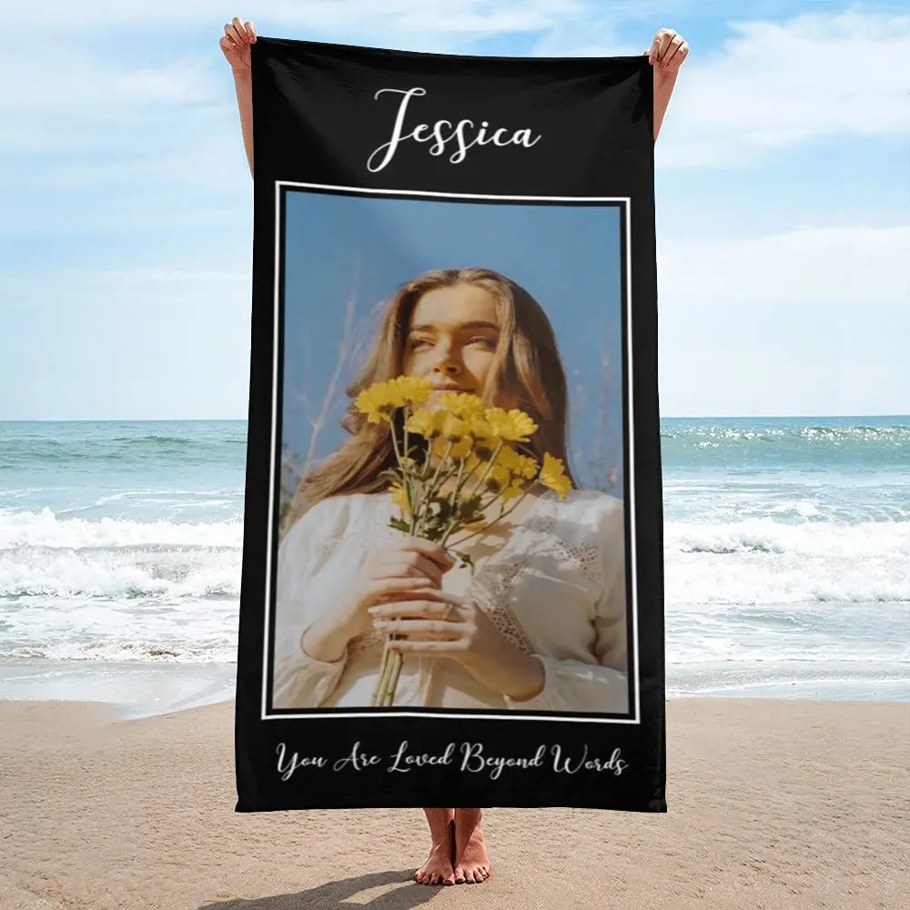 Personalised Beach Towel With Photo Collage Custom Bath Towel_voghion.com