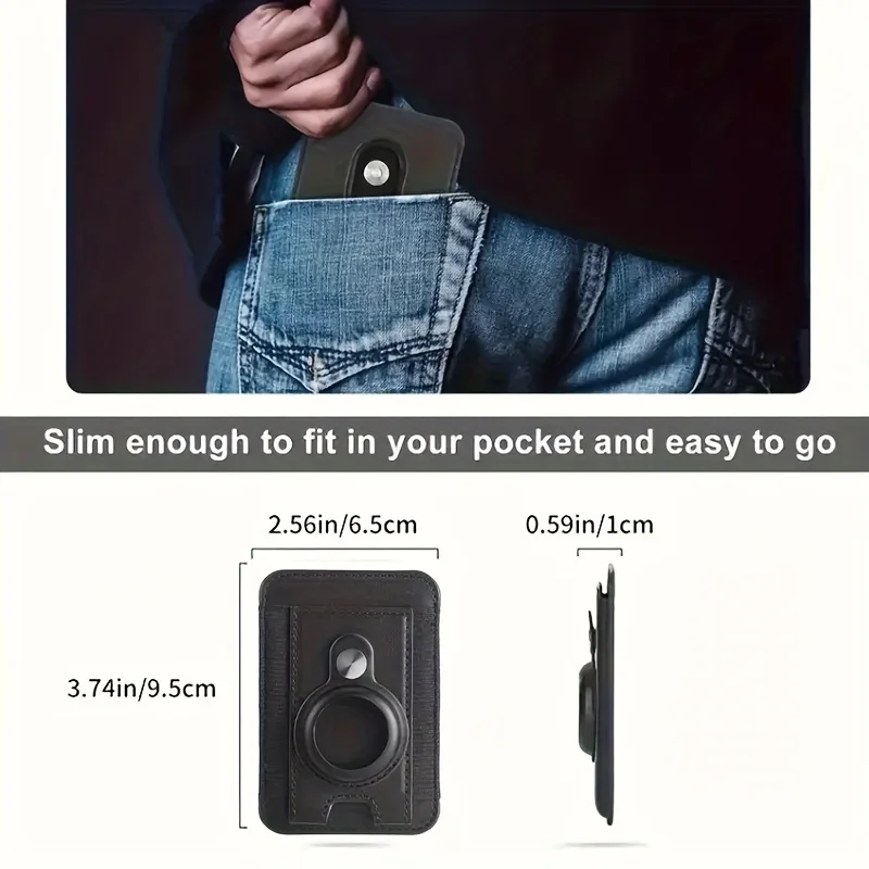 Men's Magnetic Wallet - Premium PU Leather Card Holder with AirTag Slot