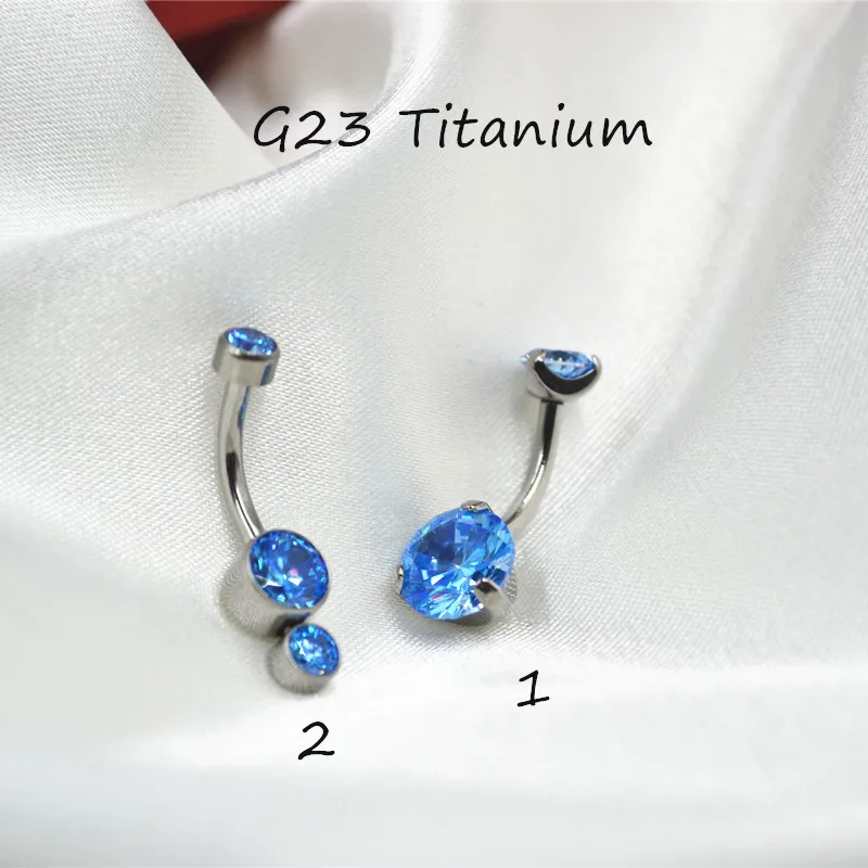 

Lot10PCS Body Jewelry-G23 Titanium Shine Blue CZ Smart Cute Navel Belly Button Body Piercing Navel Curve Barbells Belly Rings