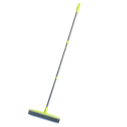 Multifunctional Telescopic Rubber Broom and Sweeper for Pet Hair and Dust Removal (Gray with green)