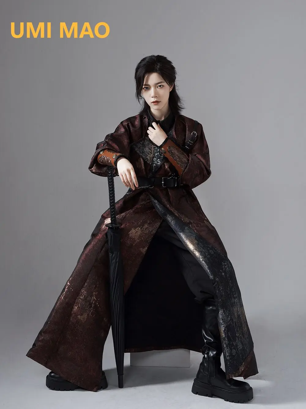 

UMI MAO Hanfu Tang Trench Coat Round Neck Robe Female Coat Original Autumn Men's Women's Two Sided Windbreaker Long Jacket