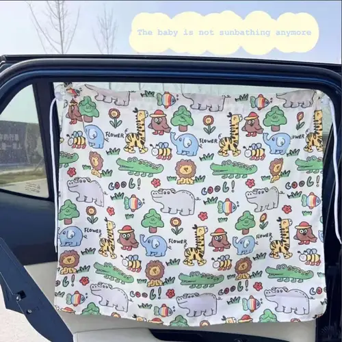Suction Cup Curtain In The Car Window Sunshade Cover Cartoon Universal Side Window Sunshade UV Protection For Kid Baby Children - Image 2