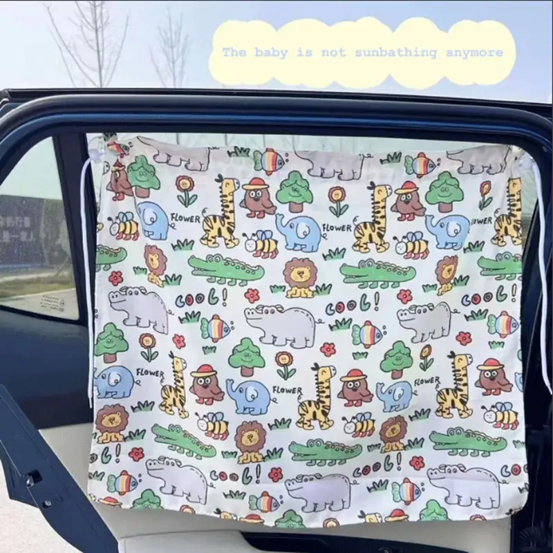 Suction Cup Curtain In The Car Window Sunshade Cover Cartoon Universal Side Window Sunshade UV Protection For Kid Baby Children - Image 2