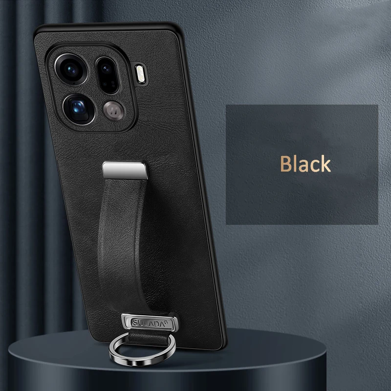 Premium PU Leather Finger Grip Strap Case - Elegant Handheld Protector