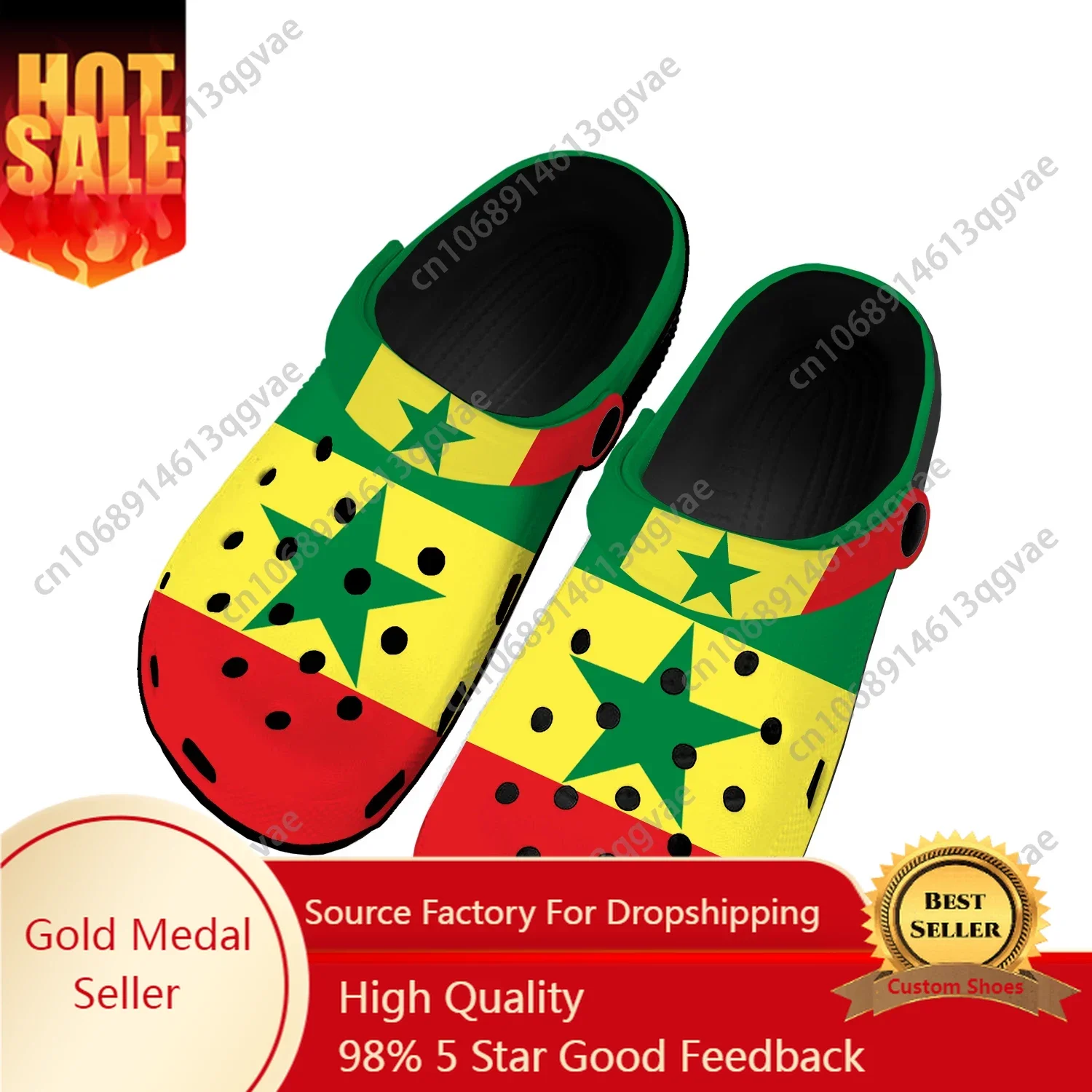 Senegalese Flag Home Clogs Custom Water Shoes Mens Womens Teenager Senegal Shoe Garden Clog Breathable Beach Hole Slippers comfortable breathable mens womens wading shoe quick dry beach barefoot elastic water shoe non slip trekking surfing aqua shoes