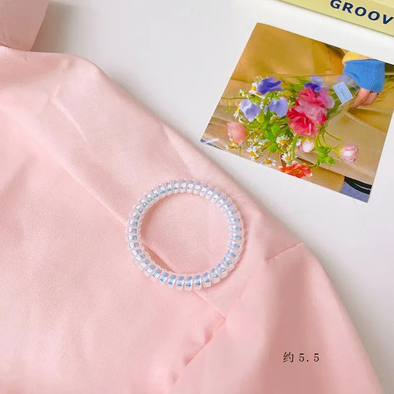 Traceless Hair Women's Headstring Bracelet 5 Pieces Telephone Scrunchie Mermaids Head Rope Flexible High Ponytail Rubber Band hair band,hair rope