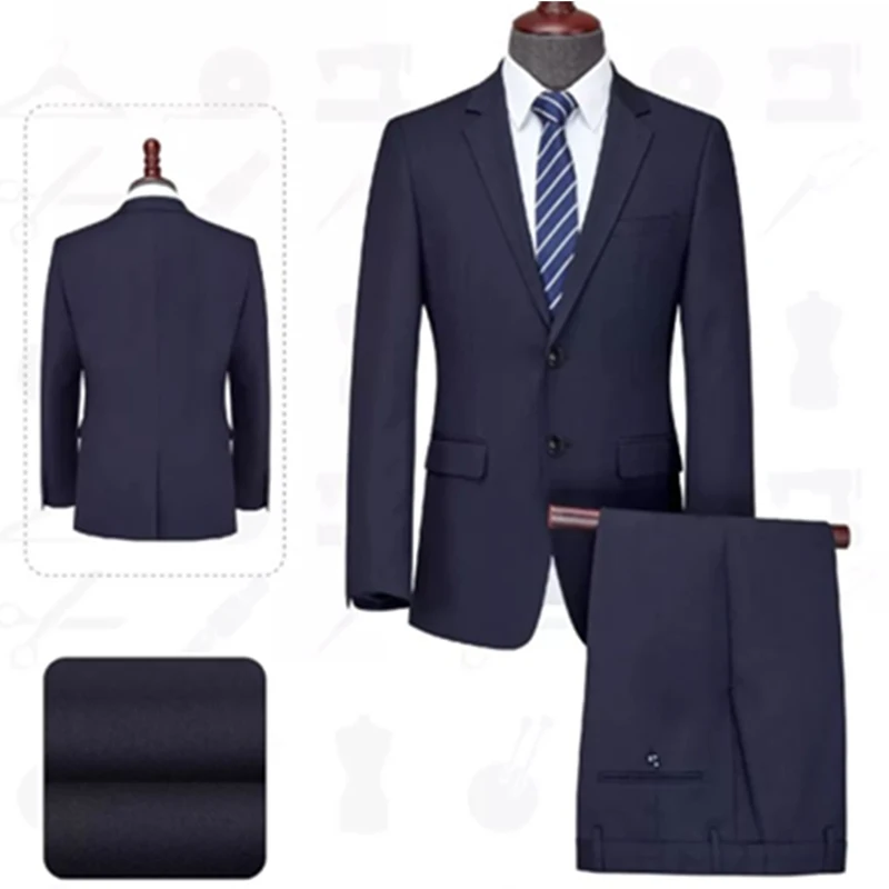 Stretchy Dark Blue Business Suits Navy Blue Men Suits Groom Wedding Suits For Men Costume Homme Mens Suit Men Suit Set Standard