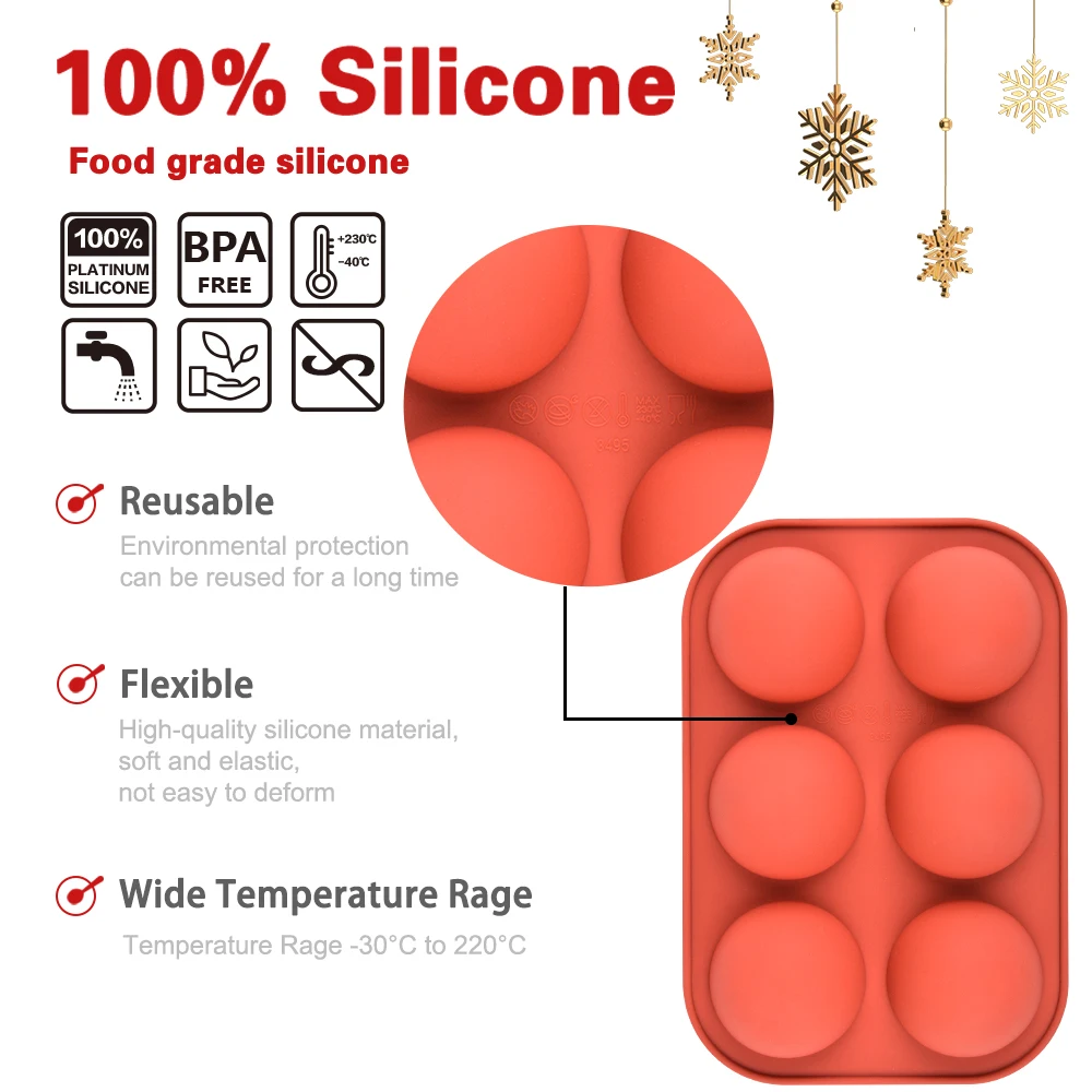 homEdge Mini 24-Cavity Semi Sphere Silicone Mold, 3 Packs Baking Mold for Making Chocolate, Cake, Jelly, Dome Mousse