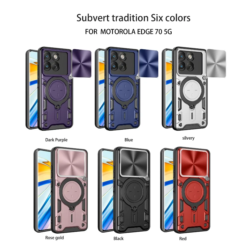 Motorola Edge Fusion Case with Slide Camera Lens Cover, Magnetic Car Mount, and Drop Protection Shockproof Shell