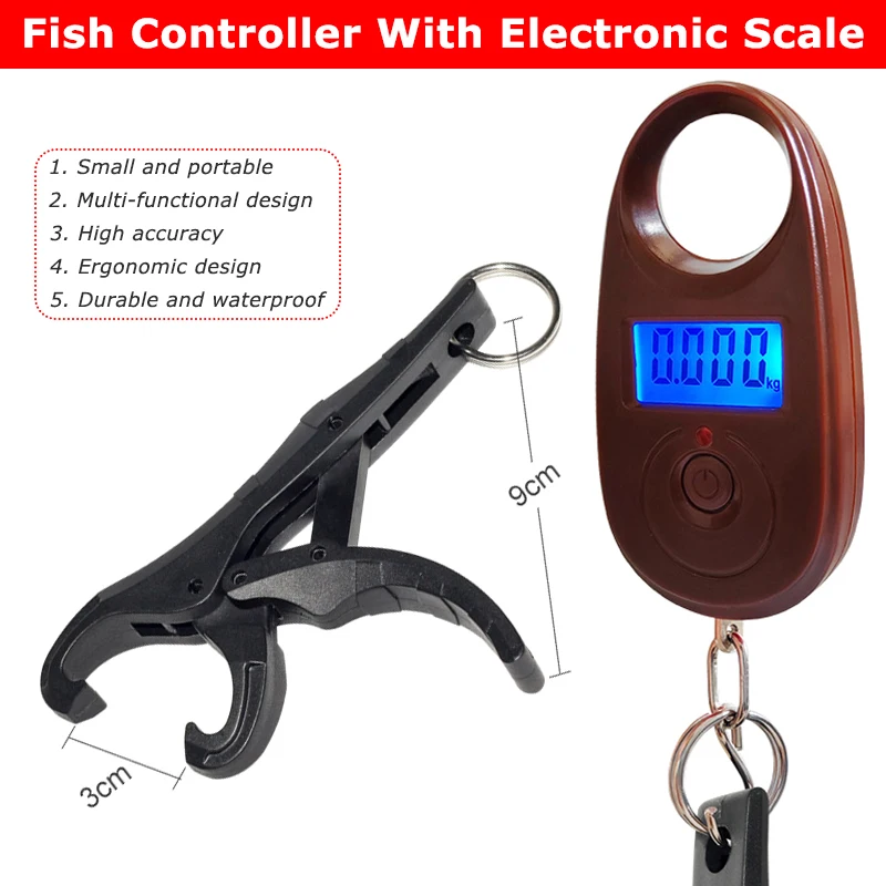 25Kg Digital Electronic Scale With Fish Control Forcep,Luggage Scales 3 Weighing Modes Portable Hanging Scale,Pocket Weight Tool