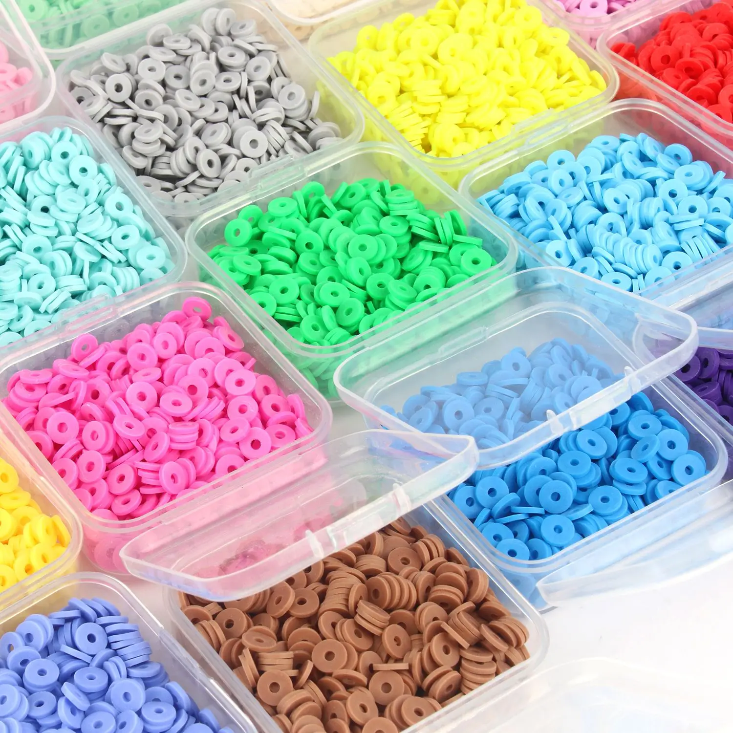 1Box6mmRecyclablePolymerClayDiscLooseCharmsBeadsBoho34Colors