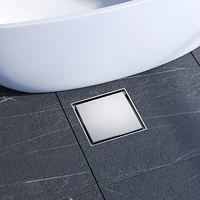 ทองเหลืองท่อระบายน้ําห้องน้ําท่อระบายน้ําชั้นกระเบื้องแทรกสแควร์ป้องกันกลิ่นตะแกรงเสียพื้น 100X100 2