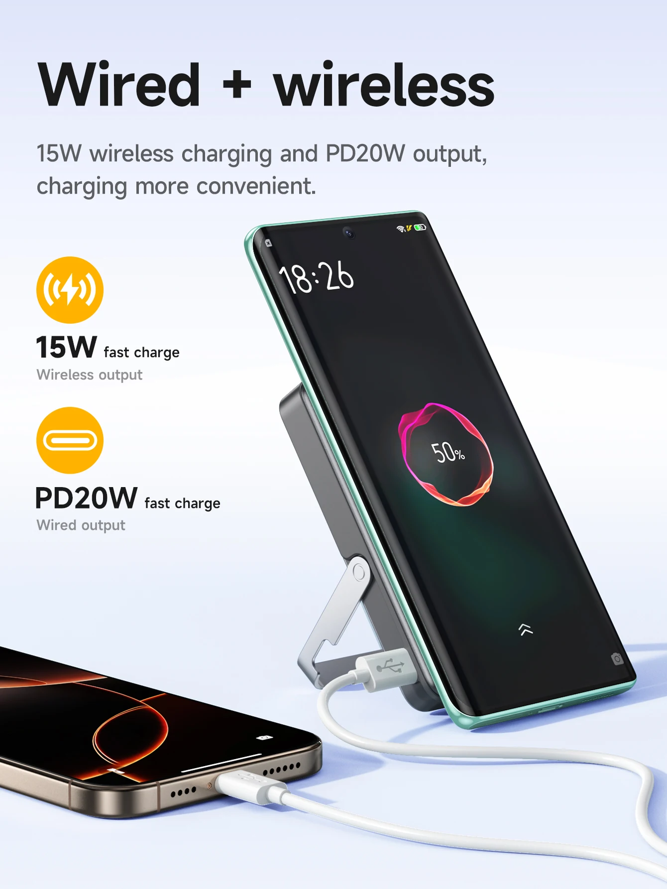 HOCO Q36A 10000mAh Magnetic Wireless Power Bank with Stand PD20W