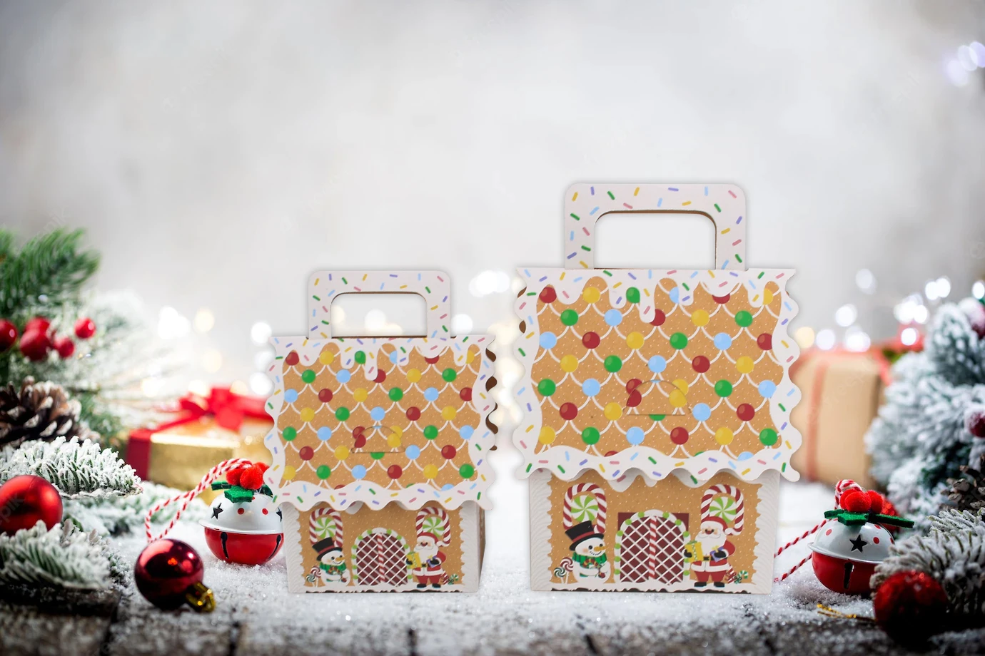24pcs Weihnachten behandeln Boxen Süßigkeiten Lebkuchen haus Mini Weihnachts feier Gunst Box kleine Pappe Weihnachten Geschenk boxen für Weihnachten – Detail 1