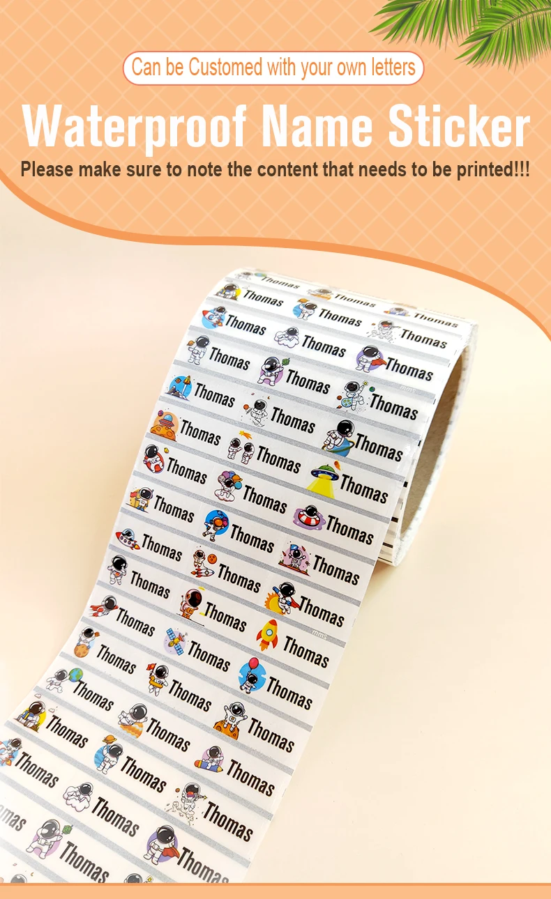 200pcs Custom Transparent Name Sticker Waterproof Labels In Hebrew Personalized First Name Tag for Kids Children Stationery