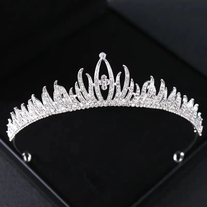 Silberne Kristall Braut Tiara und Krone Stirnband für Frauen Braut Party Strass Abschluss ball Diadem Hochzeit Braut Haarschmuck – Detail 13