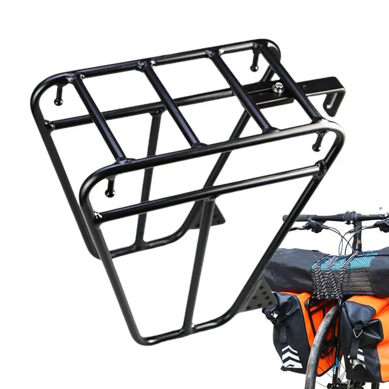 Bicycle Luggage Carrier Cycling Cargo Rear Rack Luggage Touring Carrier Racks Easy-to-Install Front Pannier Rack Stand Footstock