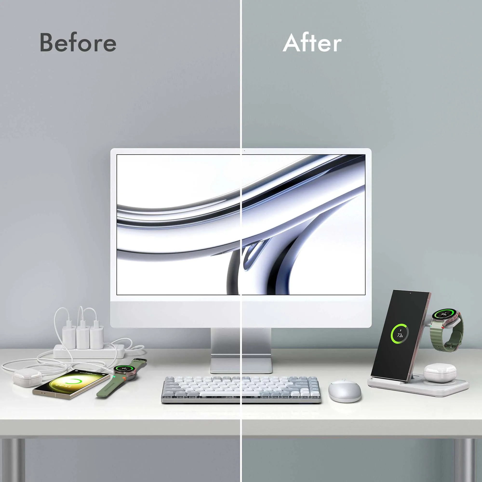 Foldable 3 in 1 Wireless Charger Stand For Samsung S25 S24 S23 S22 Galaxy Watch 8 7 6 5 4 3 Buds3 Pro/Buds Fast Charging Station