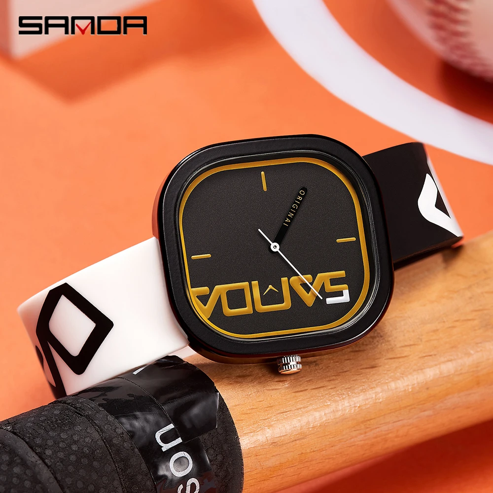 SANDA Quartz Watch For Man Luxury Sport Waterproof Clock Simple Design Men's Wristwatch Silicone Strap Watches Mens Reloj Hombre 4