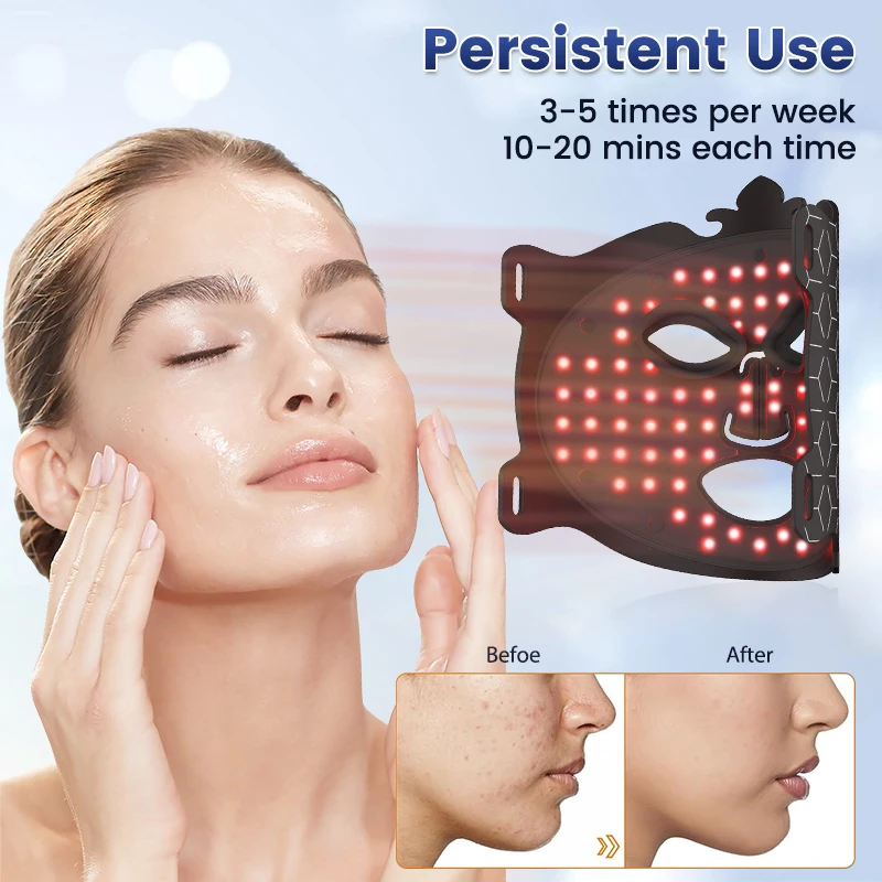 Silicone Face Mack 7 Colors LED Photon Red Light Threapy Skin Care Repair Mask USB Rechargeable Beauty Facial SPA at Home Salon