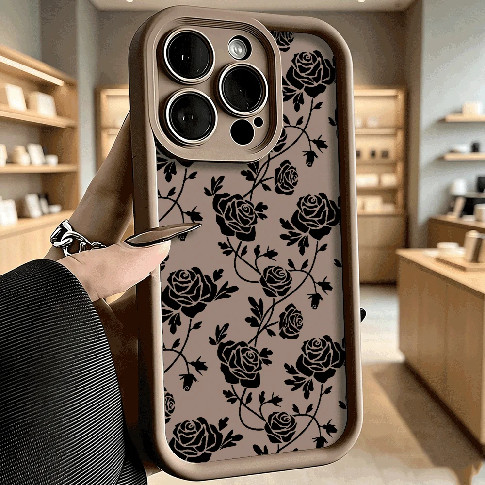 Black Rose Vines Anti-Drop Protective Phone Case Cover