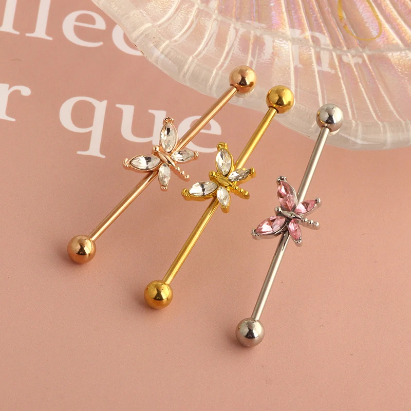 tainless Steel Man Industrial Barbell Arrow Bulk Cone Dragon Long Bridge Earring Transversal Piercing Unisex Jewelry