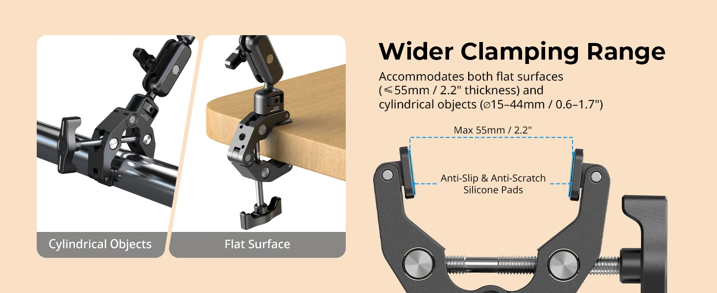 SmallRig Desktop Magic Arm mit verstellbarem Krabben-förmigem Klemmset MagSafe-kompatibel verhindert Durchblutungslast 0,5 kg für iPhone – Detail 4