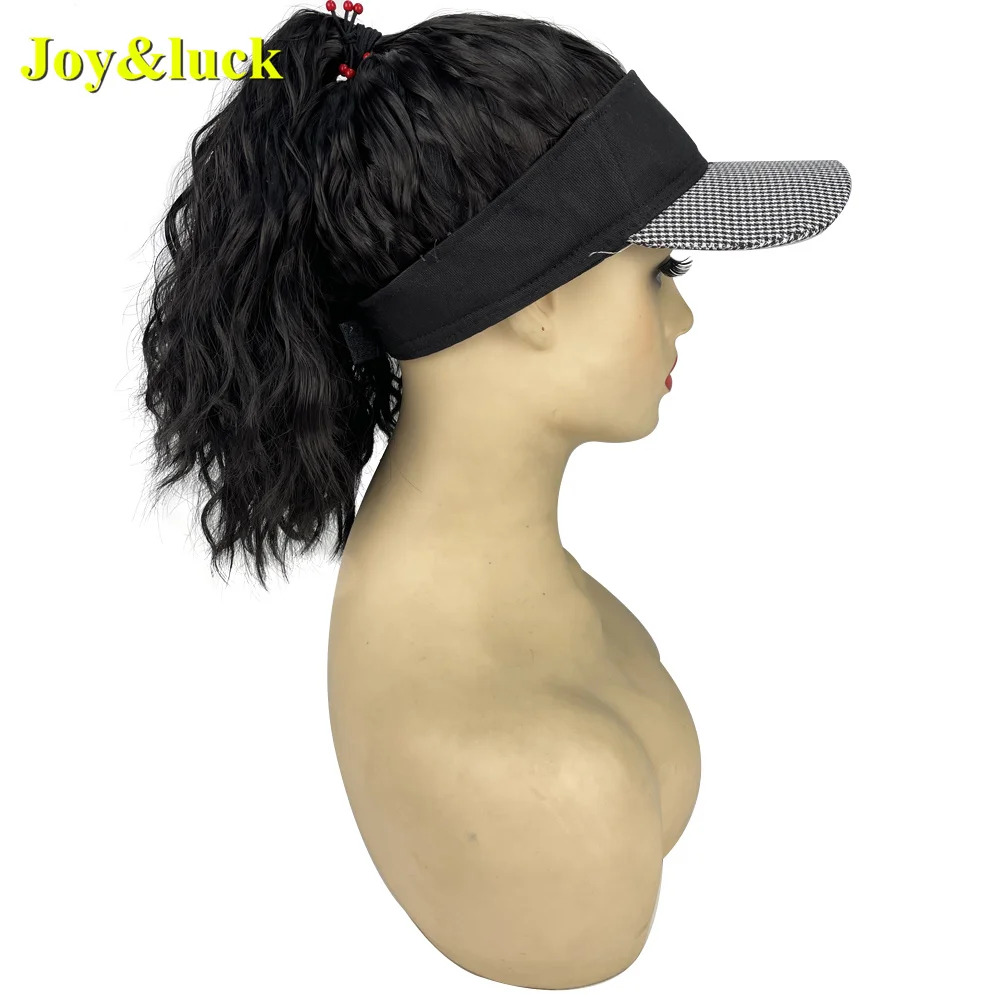 Synthetic Short Natural Curly Black Baseball Cap Women Wig 14 Inch