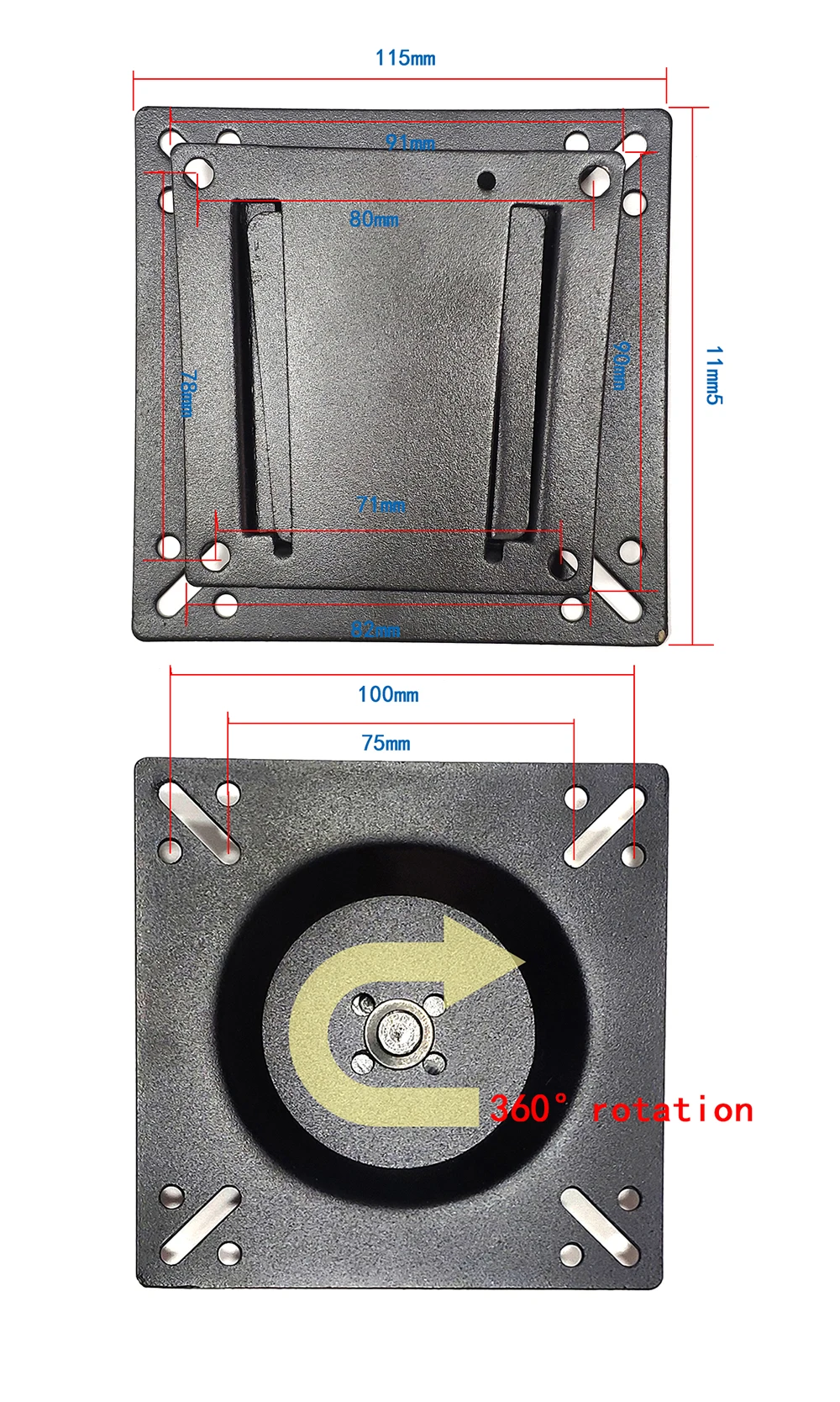  Ʈ  VESA ĵ  360 ȸ SPHC  Ϸ 75mm 100mm 10KG LCD LED   г TV 