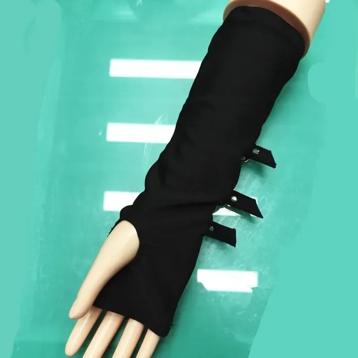 2024 Fashion Personality Buckle Straps Punk Style Women Spandex Fingerless Gloves Lolita Cosplay Stage Performances Street Dance