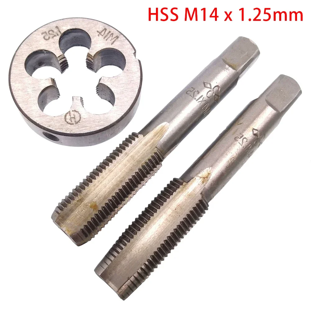 

Tap Die Set HSS M14X 1.25mm Taper & Plug Tap & M14 X 1.25mm Die Metric Thread Right Hand HSS Screw Tap Drill Bit Set Hand Tool/