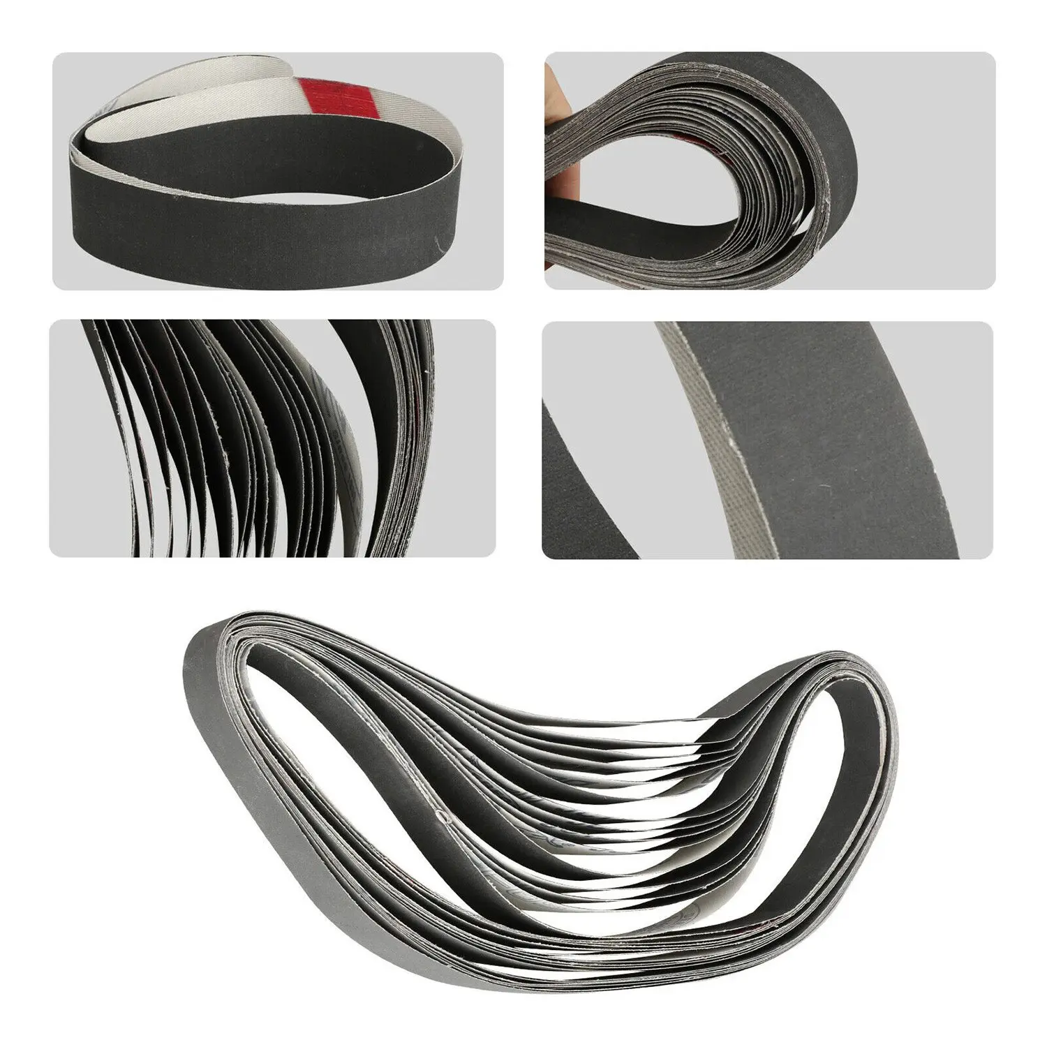 1 x 30 Inch Silicon Carbide Fine Grit Sanding Belts 400 600 800 1000 Grits 12Pcs