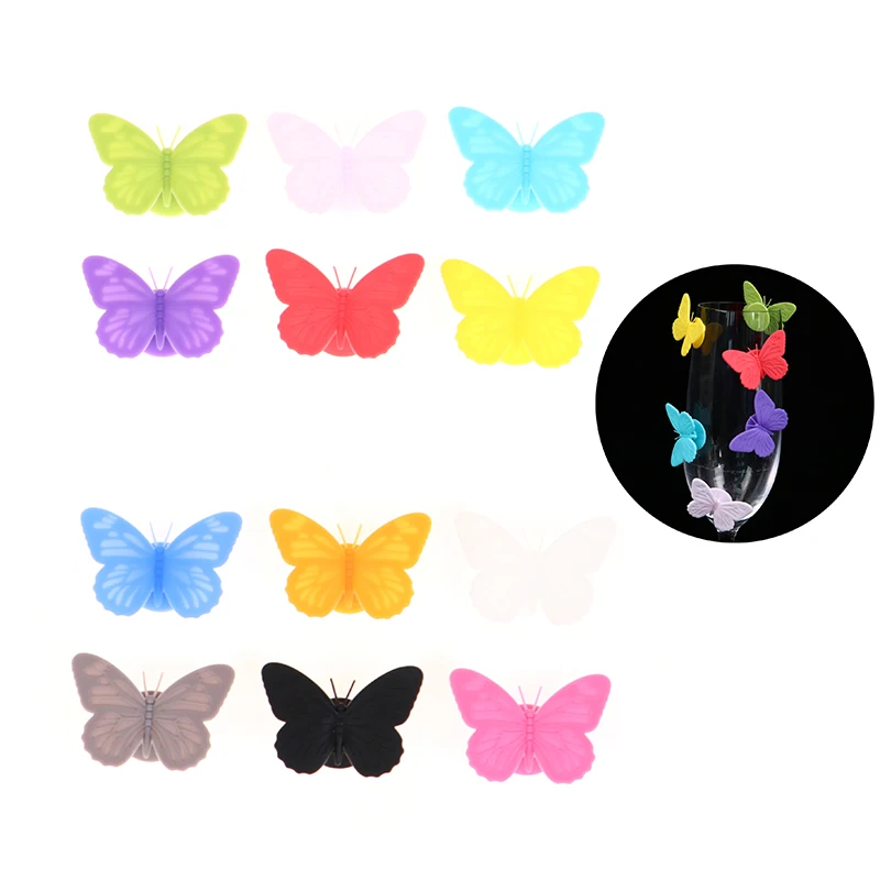 Wine Glass Marker Wine Glass Decorations Flowers Wine Cup Marker Bars Party Dedicated Glass Cup Recognizer Tools Wine Glasses Silicone Label 6pcs/set