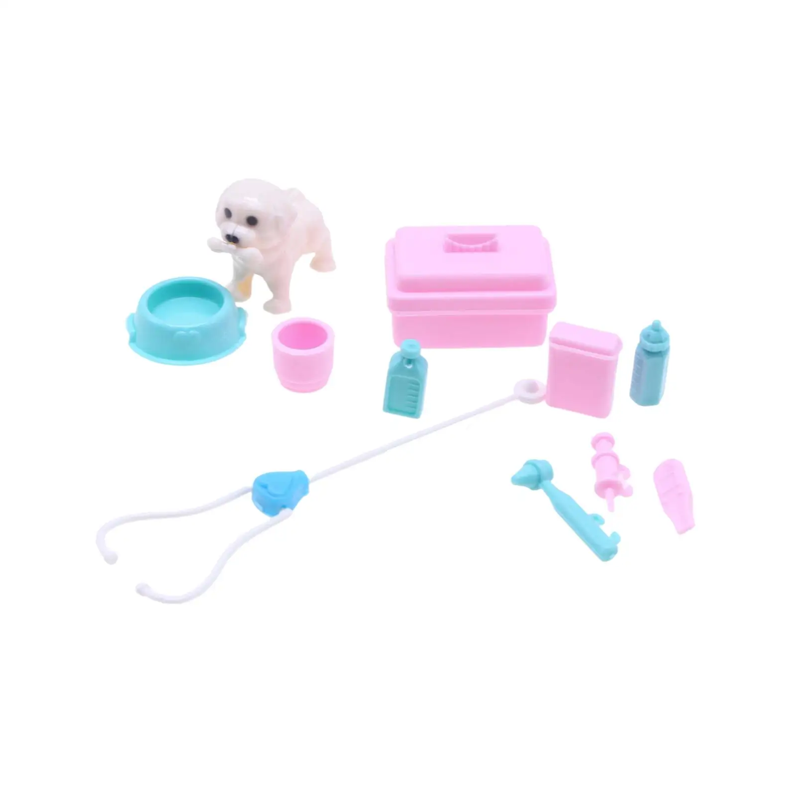 

11Pcs Dollhouse Miniature Pet Doctor Props Pretend Play for Boys Girls