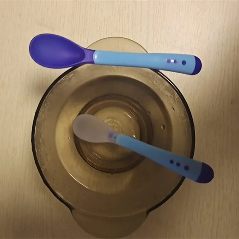1pc Safety Silicone Temperature Sensing Spoon for Baby Toddler Self Feeding Spoon Test Food Temperature Infant Flatware Spoons 4