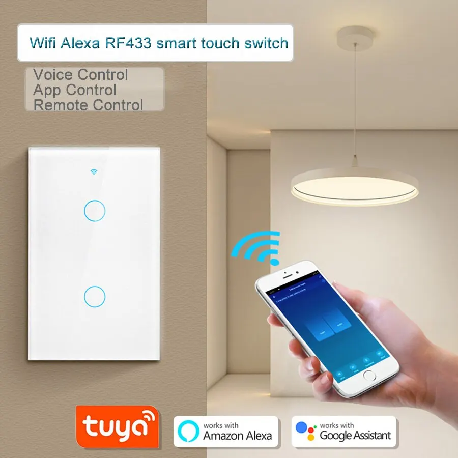 Interruptor inteligente de 3 vías Smart Alexa Light Switch compatible con  Alexa y Google Home, interruptor inteligente de luz WiFi de 2.4 GHz